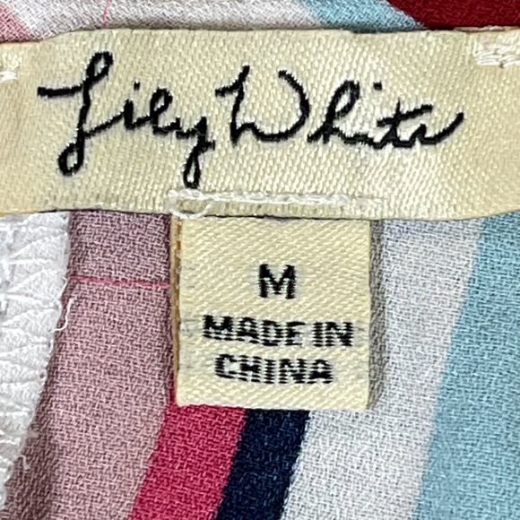 Lily White size medium colorful striped short sleeve shirt with one front pocket - Picture 9 of 9